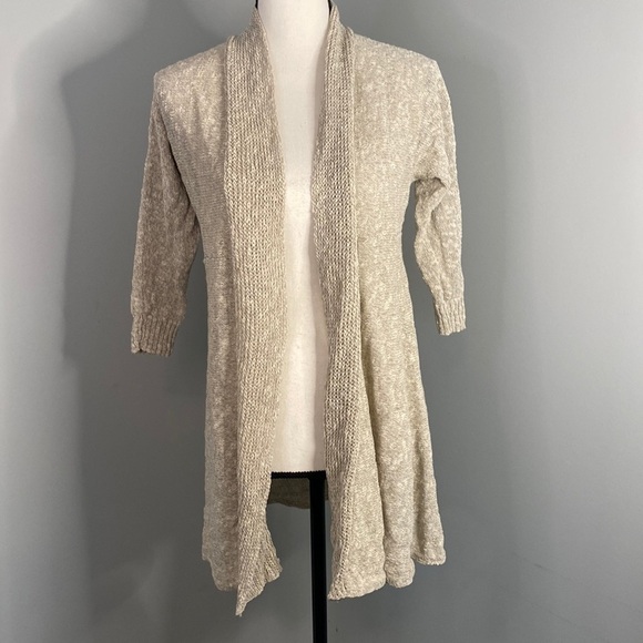 Eileen Fisher Sweaters - Eileen Fisher Petite Linen Green Quarter Sleeve Blouse Cardigan